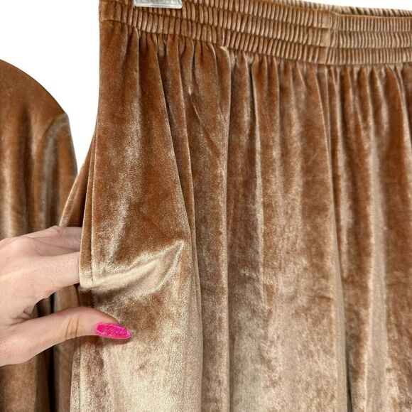 Victorias Secret Velour Track Suit Set Tan Size L XL Rhinestone Logo Lounge - Picture 5 of 10